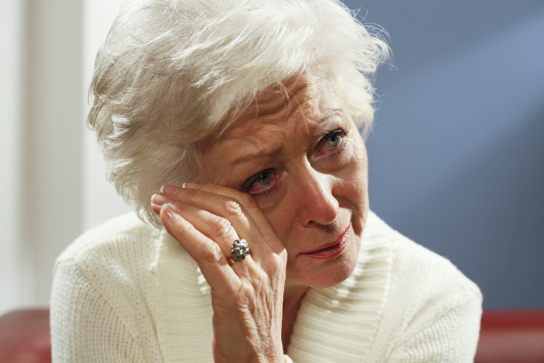 senior woman crying