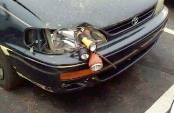 car head light replace with tourch